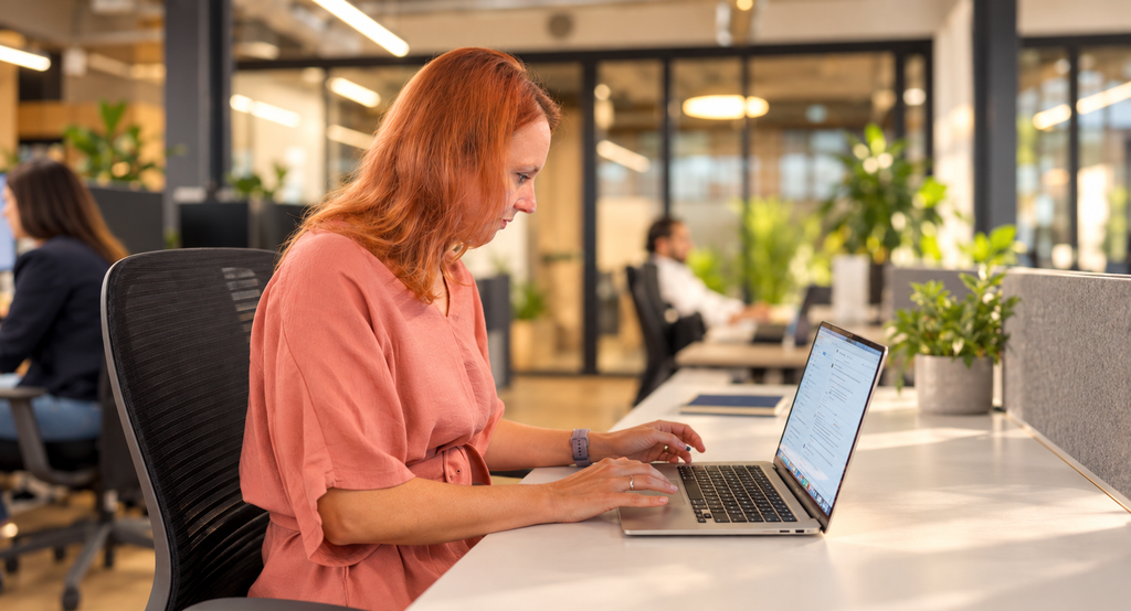 warm, focused work in a modern office